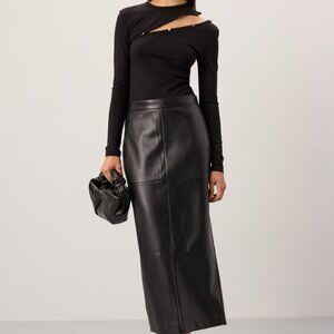 Rosetta Getty Faux Leather Column Skirt